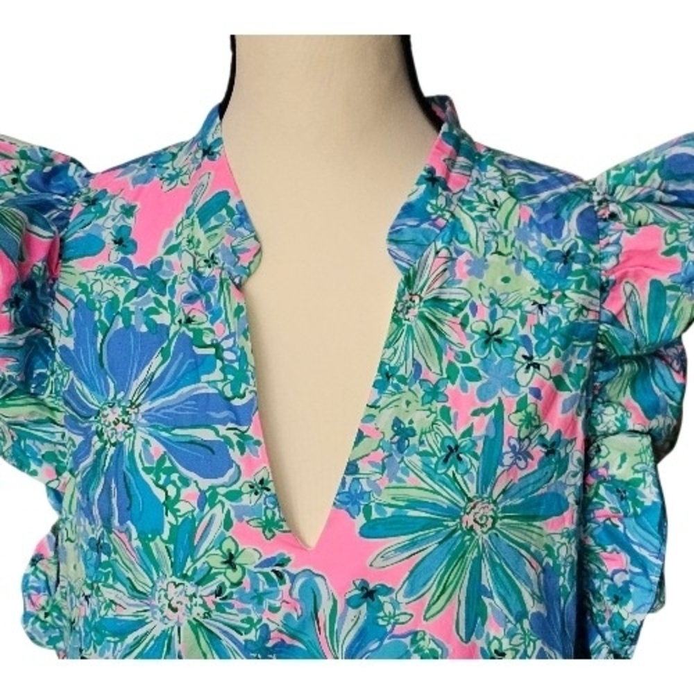 Lilly Pulitzer Aldena Ruffle Sleeve Cotton Dress - Picture 4 of 8